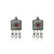 Brahmi Oxidised Silver Earrings